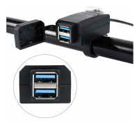 Motorcykelladdare 2 USB-portar Uttagsadapter Snabbladdning 3.0 12-24v USB Mobiltelefon Strömladdare med Strömbrytare för Motorcyklar Cyklar etc.