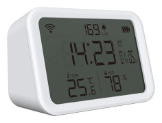 Tuya - Temperatur- och luftfuktighetsdetektor, WiFi, 4 i 1 smart sensor, väckarklocka【pl】