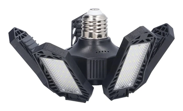 LED-garagelampa Fällbar Garage Taklampa E27 20W 1500LM 5 Blad Lager Workshop Ljus 85‑265V