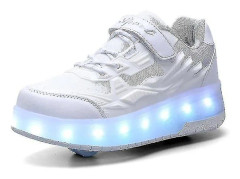 Kid Wheels Skor Rullskridskor 2 Hjul Barn Deform Sneakers Utomhussport Deformation Parkour Flyende Pojke Flicka Ungdom Gåva Rosa 37 Pink