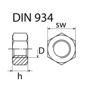 SWG 322467 Sexkantsmutter M4 DIN 934 Rostfritt stål A2 100 st