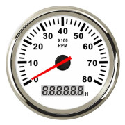 Universal Varvräknare 85mm Bil Båt Tacho Sensor Marin med Timräknare 3000 4000 6000 8000 RPM Varvräknare 12V/24V Röd Bakgrundsbelysning