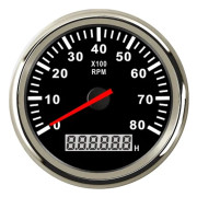 Universal Varvräknare 85mm Bil Båt Tacho Sensor Marin med Timräknare 3000 4000 6000 8000 RPM Varvräknare 12V/24V Röd Bakgrundsbelysning