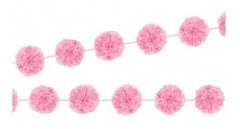 Pompongirlander - 2 stycken - Rosa - 3.65 meter - 18 pomponer á 14 cm