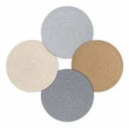 Runda Vävda Bordstabletter 30cm Runda Bomulls Bordstabletter Rustika Köksbordsmattor Set om 4 Vävt Små Bordstabletter för Varma Grytor Matbord