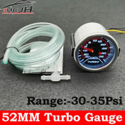 2''52MM Turbo Boost Mätare -30 inHG till 35 PSI Mekanisk Vit Led Boost Mätare Rökfärgat glas Boost Sensor För 12V Bil Boost Mätare