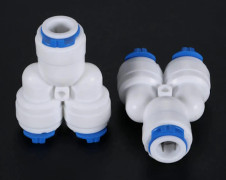2st Plastkoppling Omvänd Osmos System Y-koppling Snabbkoppling Lika 3-vägs 3/8 OD RO Vattenslang Rör