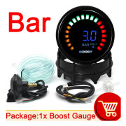 HD Digital Turbo Tryckmätare med Sensor Rökfärgat Glas Rund 52mm Bil Turbo Turbin Laddtrycksmätare Tryck -1~3 Bar Meter