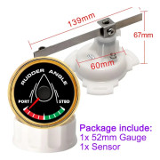 H 52mm Roder Vinkelmätare Med Roder Vinkelsensor Båt Marin Roder Vinkelindikator 0-190 ohm 8 Färg Bakgrundsbelysning STBD PORT 12V