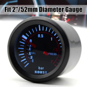 Universal 52mm Bar Blå LED Ljus Tryck Turbo Boost Mätare DC 12V Biltillbehör
