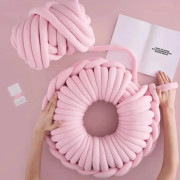 500 g DIY Garn Mjukt Bulky Armstickning Roving Virkgarn Tjockt Rosa Ullgarn