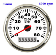 8K Båtvarvräknare Marin Tacho Meter Mätare LCD Timräknare 12V/24V 8000 RPM 85mm Bilvarvräknare Toerenteller 12v Timräknare