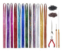 QU-120 cm Clip On Hårtråd Fairy Hair Wire Kit Clip On Glitter Hår