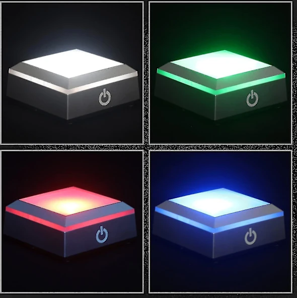LED-ljusbas, displayställ, displayplatta med känslig tryckknapp för 3D-laser kristallglaskonst