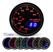 AD 2 \" 52mm Digital Boostmätare 7 Färg LED Bil Turbo Boost Mätare 0-30PSI Mätare Med Sensor Passar För Universal 12V Racingbil