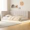 Polstersäng Soffbädd 90x200 cm, LED-ljus, USB-uttag och ribbotten, hudvänlig sammet, beige