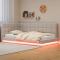 Polstersäng Soffbädd 90x200 cm, LED-ljus, USB-uttag och ribbotten, hudvänlig sammet, beige