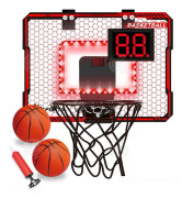 INN Buffert av basket inomhus med automatisk poäng 40x30,4x2cm med LED-ljus, hopfällbart basketställ för barn