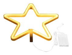 Stjärnformad LED neonljusskylt neonlampa för födelsedagsfest vardagsrum USB/batteridriven varm färg