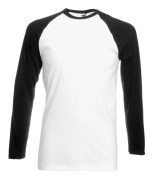 Fruit Of The Loom Mens Long Sleeve Baseball T-Shirt 2XL svart/vit