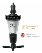 Barbariska barware och tillbehör Barbarisk distributör av individuella spritdrycker tillverkad i Storbritannien och stämplad 25 ml