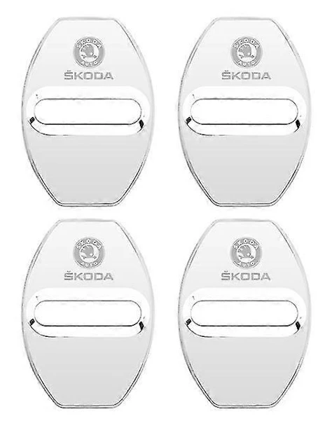 4 st Bildörrlås Dekoration Rostskydd Rostfritt Stål Skyddsfodral För Skoda Octavia Fabia Rapid Yeti Kodiaq Superb Fabia - Dörrlås Skyddande