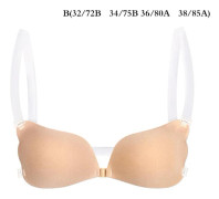 1st Kvinnor Osynlig BH Push Up Silikon BH med Transparent Apricot B