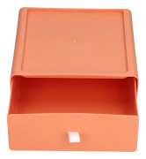 Dammtät förvaringslåda, fyrkantig skrivbordslåda med stor kapacitet och silikonremsa för sminktillbehör, smycken och kontorsmaterial, orange
