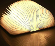 Wooden Book Lamp, Foldable Booklight Decoration, Warm White Light