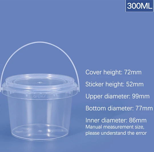 150ML-1500ML plasthinkar + lock - Tom vit med handtag - 300ML