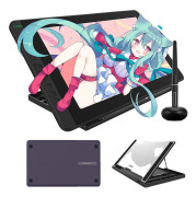 Grafiktabletmonitor, 13,3-tum Full HD, hög tryckkänslighet,lila och en stativ