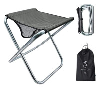 36x32x40CM 16 tum Stor Hopfällbar Pall med Bärväska, Aluminiumlegeringsfäste, Lättvikt, Lastkapacitet upp till 150 kg (1 st, Grå)