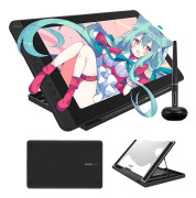 Grafiktabletmonitor, 13,3-tum Full HD, hög tryckkänslighet,svart och en stativ