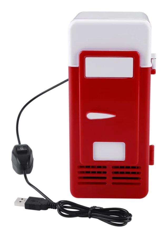 LED Mini USB-Kylskåp USB-Kylskåp Dryckesburkar Kyl och Värmare Röd