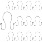 12 st Duschdraperikrokar Ringar Rostfria Metall Dubbla Duschstångskrokar Passar Standard Duschstänger för Badrumsdusch, Nickel