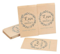 100 st Kärlek är Söta Papperspåsar 19x11,5cm Kraftpapper Godispåsar Små Platta Papperspresentpåsar för Jul Thanksgiving Bröllop