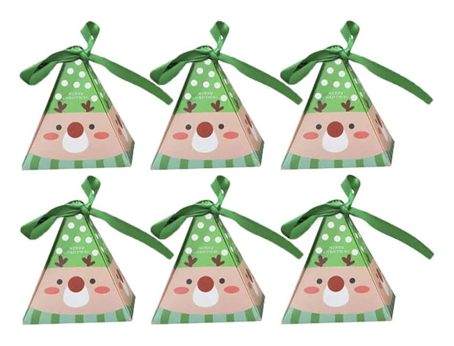 30 st Förpackningsaskar, Små Julgranar Tomte Renen Godisaskar Julgodisaskar Party Fruktpåse, 80x80x90mm Höjd