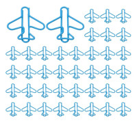 100 st Söta Gem, Pappersklämmor i Form av Flygplan, Roliga Bokmärken i Metall, Planeringsklämmor för Hemmakontoret, Sjöblå