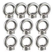 10 stycken Ringmutter i rostfritt stål, M8 Lyftöglemutter, Hårdvara Öglemutter, Gängad mutter för lyfttillbehör, Ytpolering, Silver