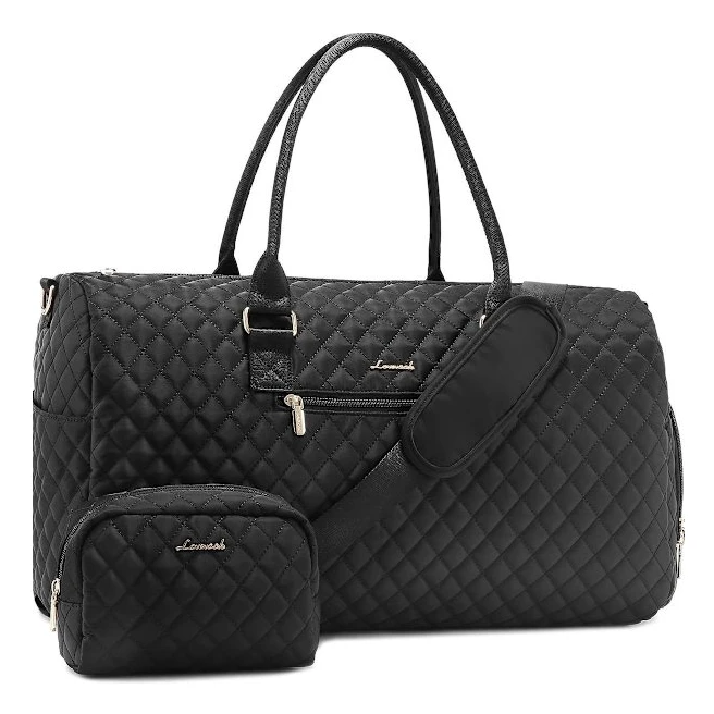 Travel bag, sports bag for women, weekend bag with shoe compartment and wet compartment, waterproof