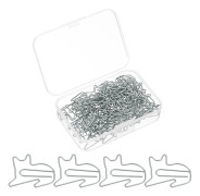 50 st Gem av papper, Kattformad Gem Söt Liten Rostsäker Metall Stark Hållbar Bulk för Kontor Hem, 32mm, Silver
