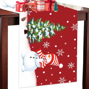 Julbordstablett 180 x 33 CM Röd Linne Festlig Bordstablett för Julbord Mittstycke Kök Matbord Dekoration