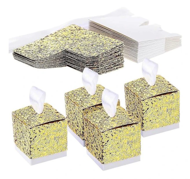 Godisask av paljettpapper, söta bröllopsfavoriter, glitterpresentask, kreativa godisaskar av papper, guld, 50-pack