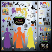 2025 91 st Halloween Fönsterdekorationer Dekaler Färgglada Häxa Fladdermus Spindel Katt Pumpa Halloween Fönsterdekorationer