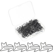 50 st Gem av papper, Kattformad Gem Söt Liten Rostsäker Metall Stark Hållbar Bulk för Kontor Hem, 32mm, svart