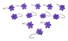 Blommiga duschdraperikrokar, lila, 12-pack