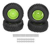 2024-4st RC Hjul och Däck 1.9in Gummi Plast 100mm Diameter Universell RC Däckset för Ersättning Klätterbil Grön