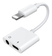 Audio/Laddningsadapter • Lightning till 3.5mm/Lightning • Joyroom • Vit