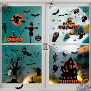 8 ark Halloween Fönster Dubbelsidig Klistermärke, Halloween Fönsterdekaler, Halloween Fönsterdekoration, Halloween Statiska Klistermärken, Halloween Väggdekaler