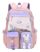Heyone Bunny Ryggsäck för tjejer - Kawaii Skolryggsäck Bokväska Söt Kaninryggsäck Stor kapacitet Multi fickor Casual Dagsryggsäck Ryggsäck för skolan